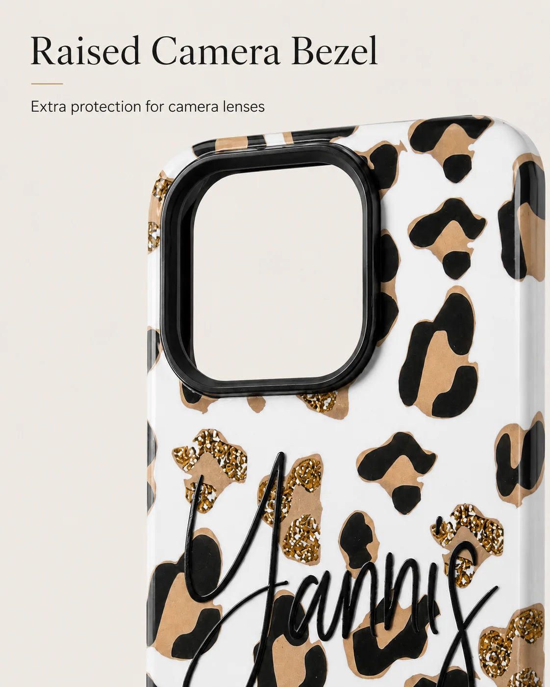 Personalized Name Custom Gift for Her/Women, Leopard Pattern Case Cove for iPhone 17 Pro Max, 16 Pro Max, iPhone 15/14/13 Text Customized Case Cover