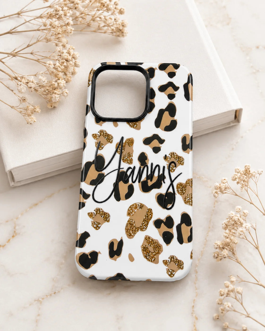 Personalized Name Custom Gift for Her/Women, Leopard Pattern Case Cove for iPhone 17 Pro Max, 16 Pro Max, iPhone 15/14/13 Text Customized Case Cover