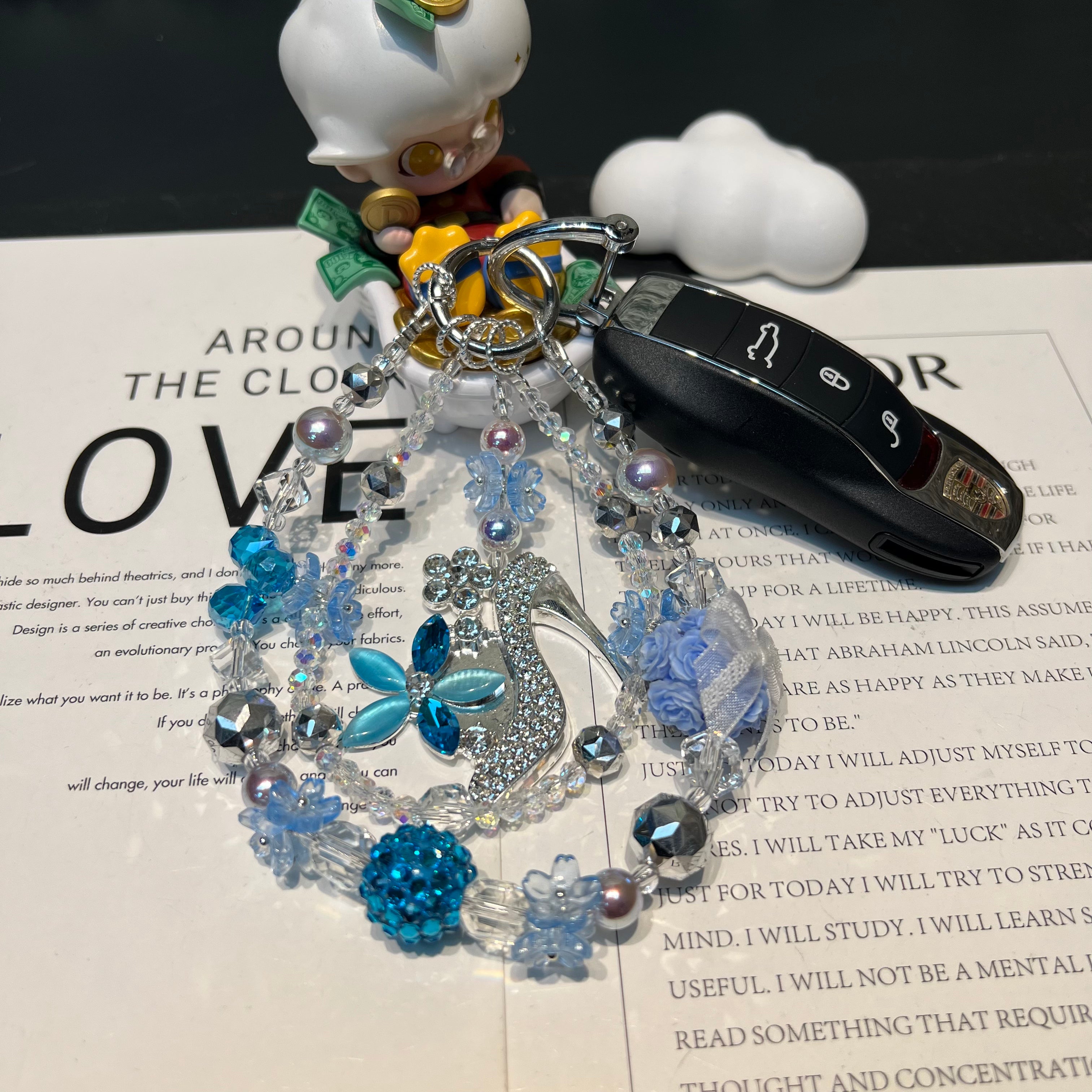 Rhinestone High‑Heel Multi‑Layer Beaded Phone Charm, Handmade Y2K Floral Crystal Bead Keychain, Cute Bag Pendant Ornament, Coquette Aesthetic Accessories for Girls