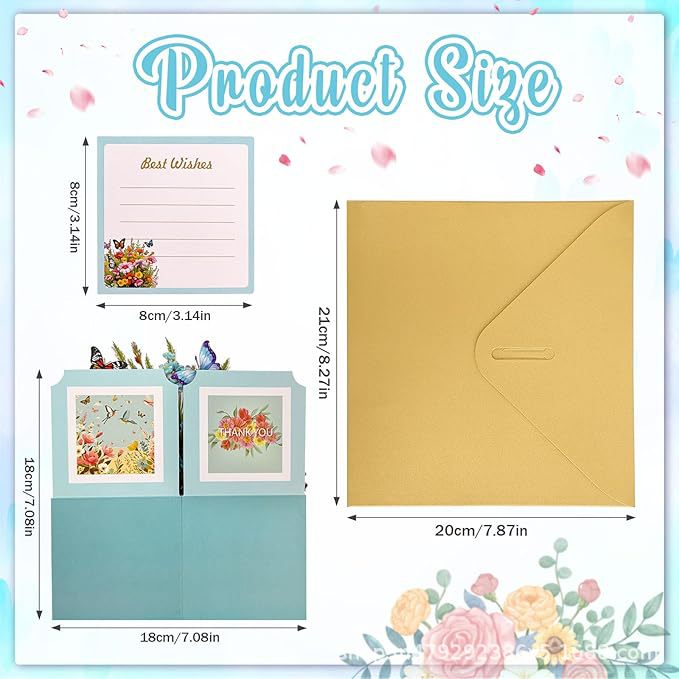 European-style 3d Pop-up Greeting Card Featuring a Cluster of Butterflies And Flowers In Light Blue; Suitable For Birthdays Or As A Thank-you Card.