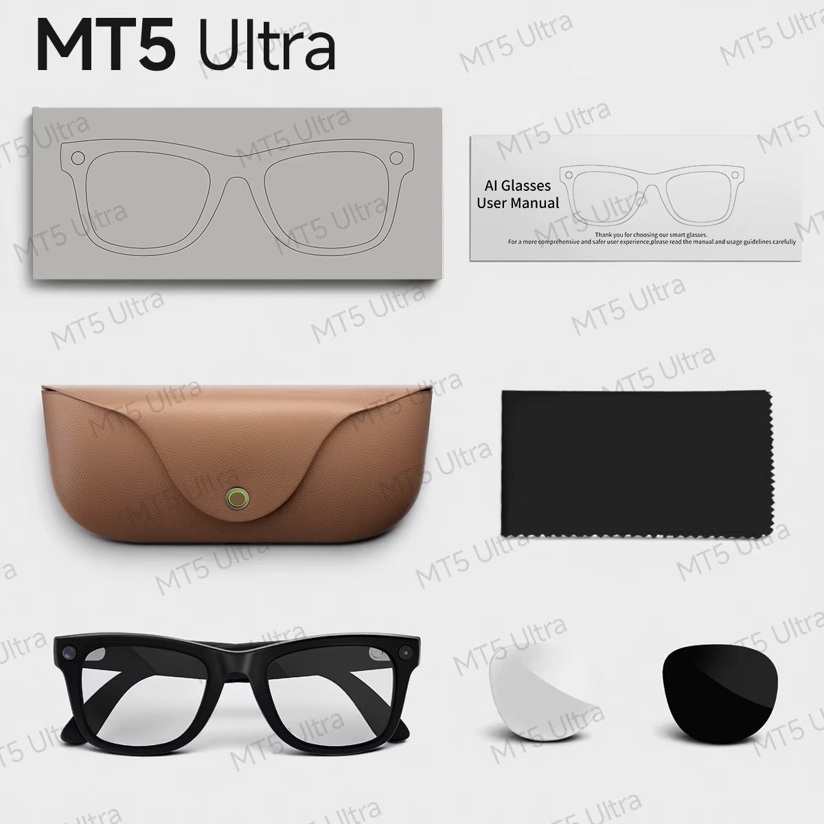 MT5 ULTRA AI Smart Glasses 8MP Camera with Charging Case WiFi6 BT Calling AI Translation Voice Control 2026