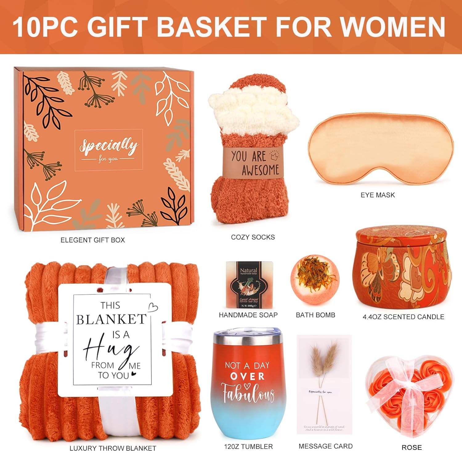 Whosale Mum Wife Sister Friend Girlfriend Orange Classic Fashion Trend Relaxing Spa Mothers Day Birthday Christmas Gifts Baskets