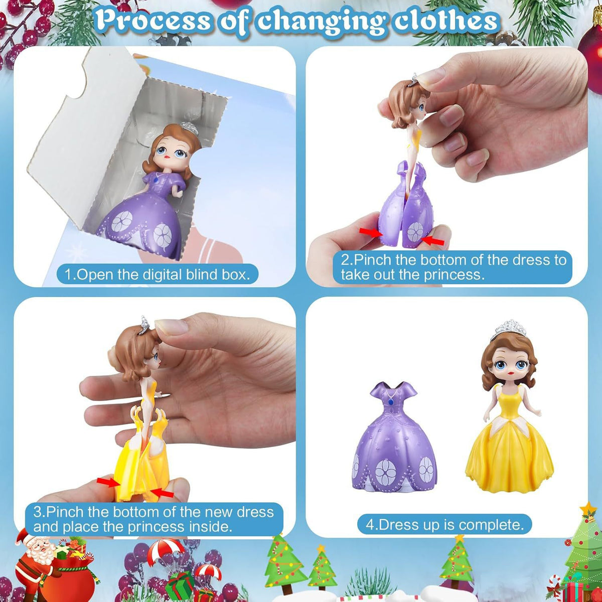 Step-by-step guide to changing a princess doll's dress