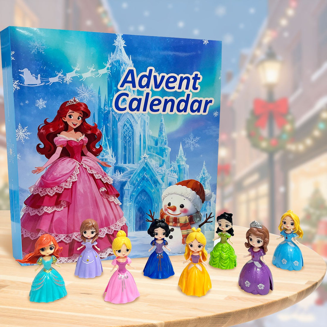 Princess dress-up Advent calendar gift box with colorful miniature dolls