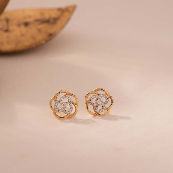 Floweret Cluster Diamond Stud Earrings